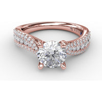 Contemporary Solitaire Engagement Ring Setting with Multi-Row Tapered Diamond Pavé Band by Fana - 0.53 Carat Total Diamond Weight