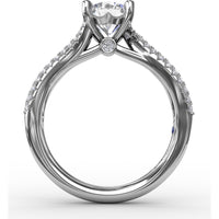 Contemporary Solitaire Engagement Ring Setting with Multi-Row Tapered Diamond Pavé Band by Fana - 0.53 Carat Total Diamond Weight