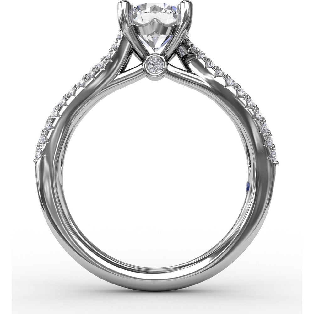 Contemporary Solitaire Engagement Ring Setting with Multi-Row Tapered Diamond Pavé Band by Fana - 0.53 Carat Total Diamond Weight