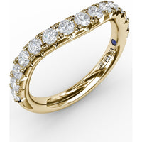 Contour Diamond Band with French Pavé Set Round Diamonds by Fana - 0.68 Carat Total Diamond Weight