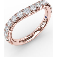 Contour Diamond Band with French Pavé Set Round Diamonds by Fana - 0.68 Carat Total Diamond Weight