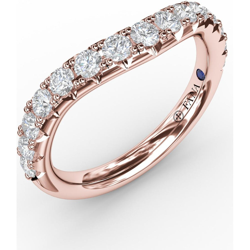Contour Diamond Band with French Pavé Set Round Diamonds by Fana - 0.68 Carat Total Diamond Weight