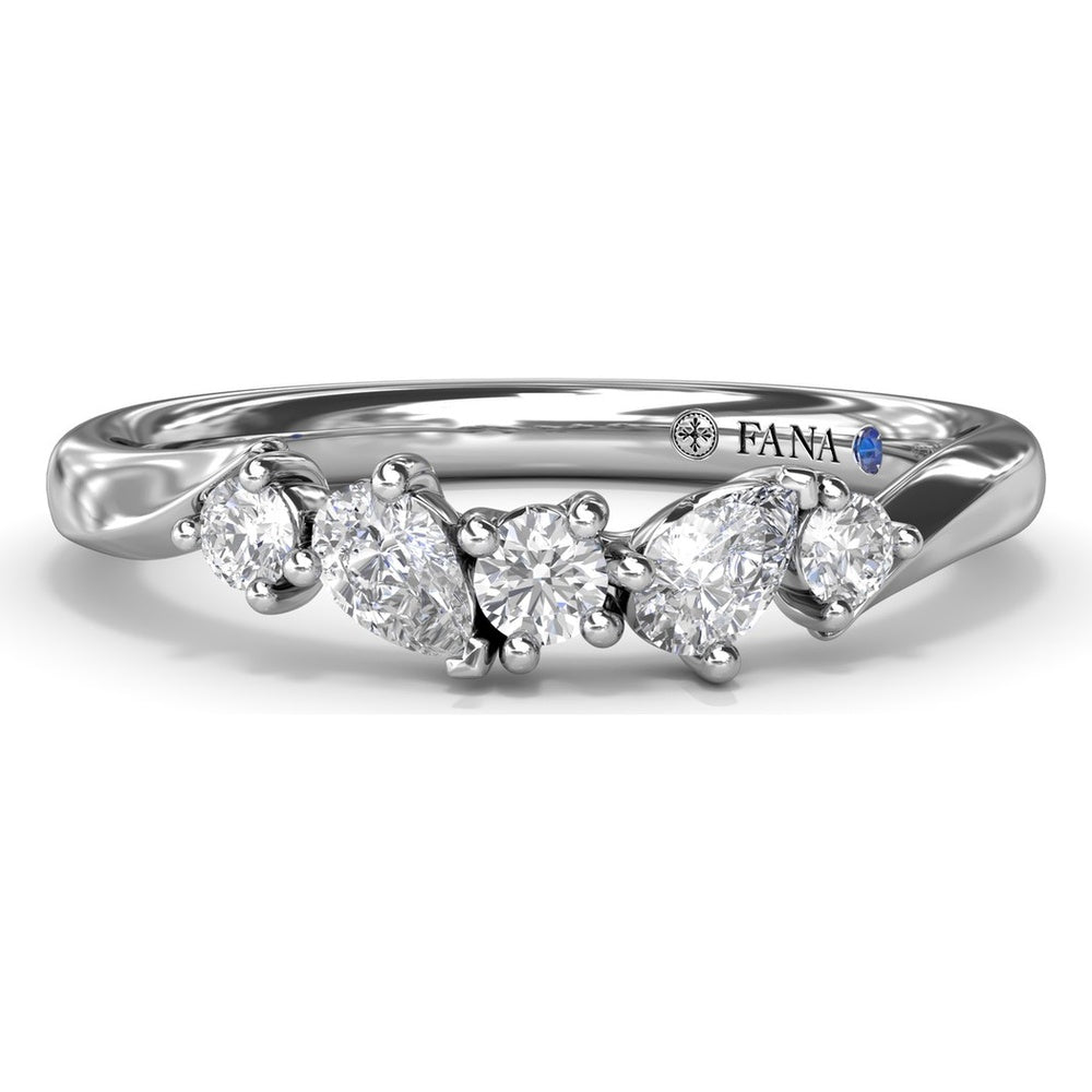 Contoured Band with Alternating Pear and Round Diamond Prong Setting by Fana - 0.32 Carat Total Diamond Weight