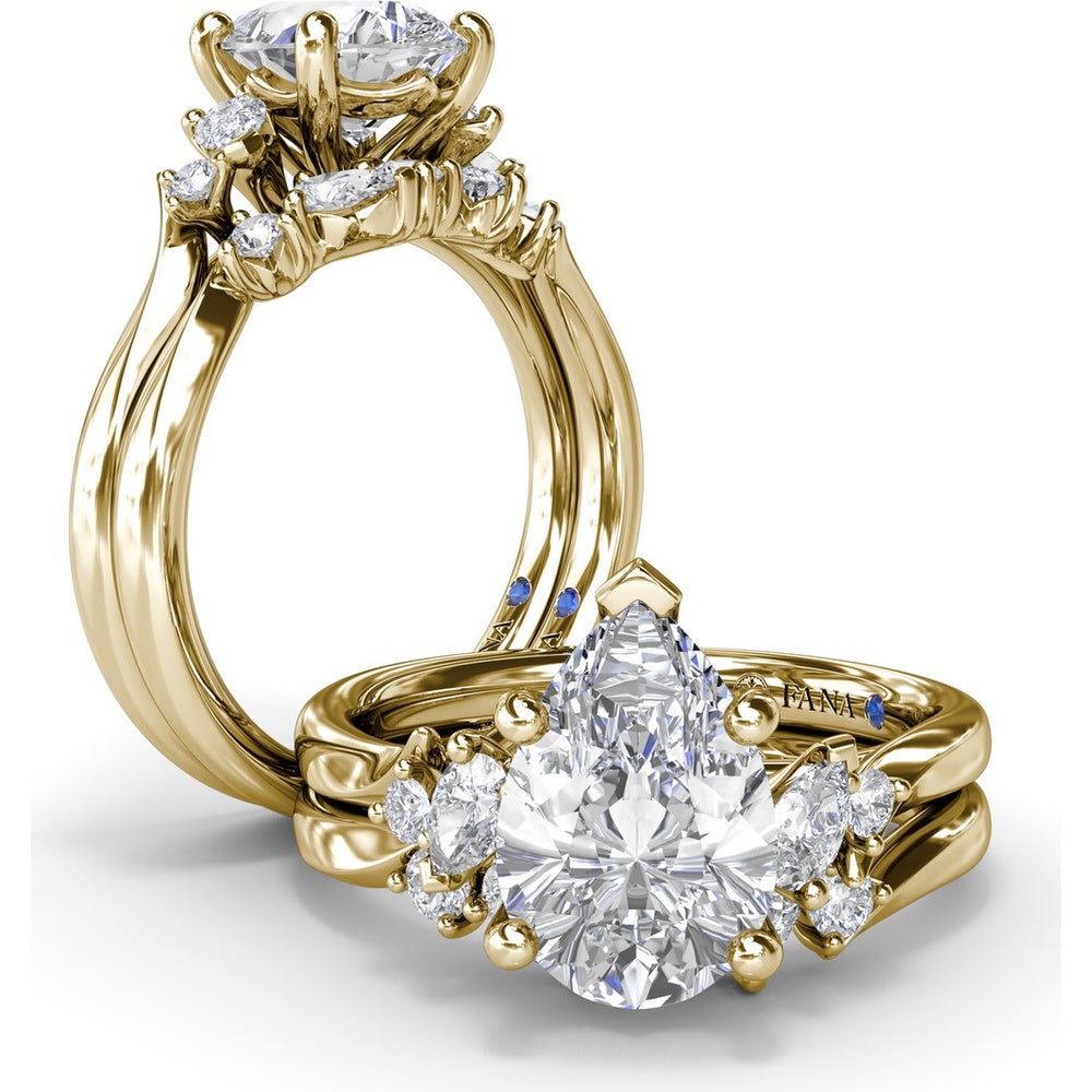 Contoured Band with Alternating Pear and Round Diamond Prong Setting by Fana - 0.32 Carat Total Diamond Weight