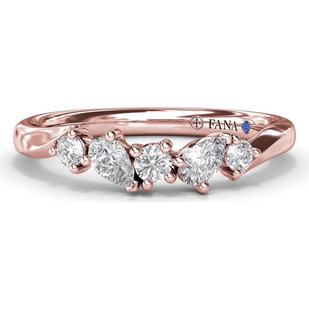 Contoured Band with Alternating Pear and Round Diamond Prong Setting by Fana - 0.32 Carat Total Diamond Weight