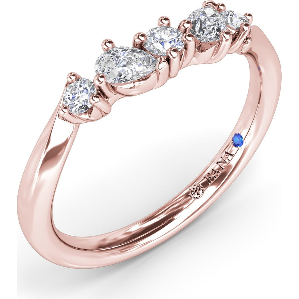 Contoured Band with Alternating Pear and Round Diamond Prong Setting by Fana - 0.32 Carat Total Diamond Weight