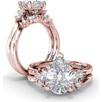 Contoured Band with Alternating Pear and Round Diamond Prong Setting by Fana - 0.32 Carat Total Diamond Weight