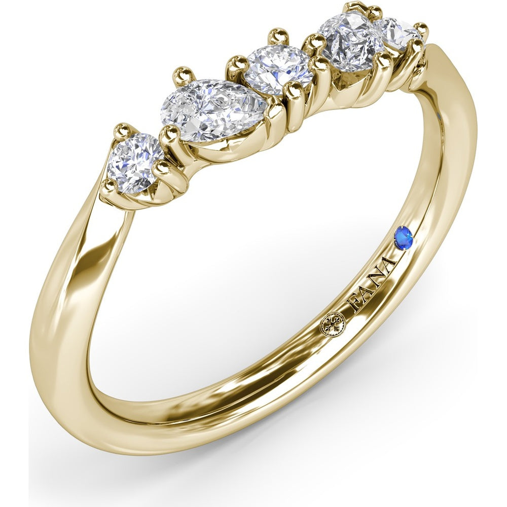 Contoured Band with Alternating Pear and Round Diamond Prong Setting by Fana - 0.32 Carat Total Diamond Weight