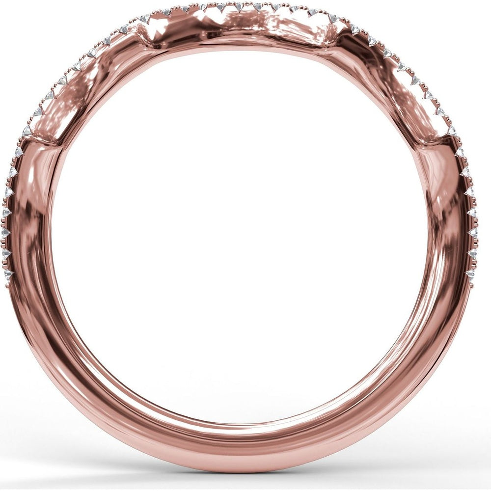 Contoured Diamond Band with Pavé-Set Round Diamonds by Fana - 0.12 Carat Total Diamond Weight