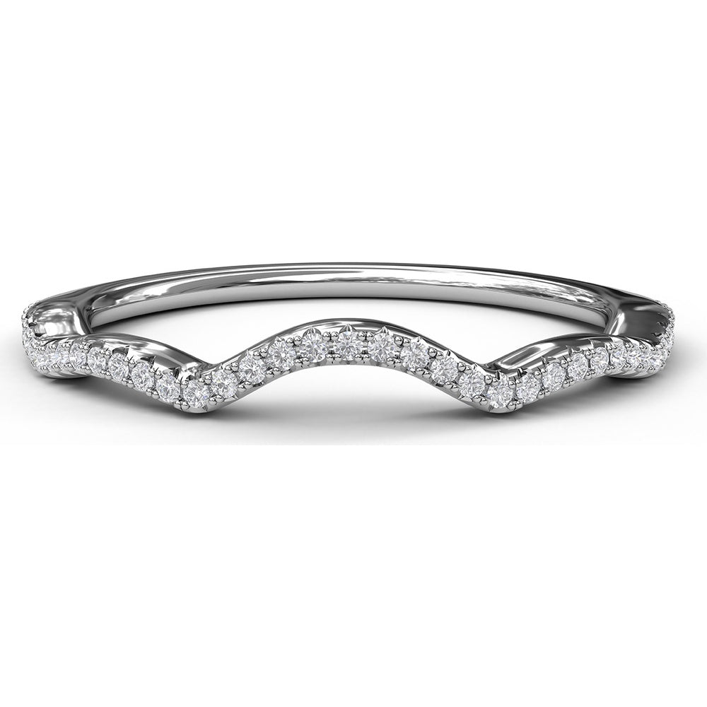 Contoured Diamond Wedding Band with Pavé-Set Round Diamonds by Fana - 0.12 Carat Total Diamond Weight