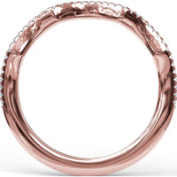 Contoured Diamond Wedding Band with Pavé-Set Round Diamonds by Fana - 0.12 Carat Total Diamond Weight