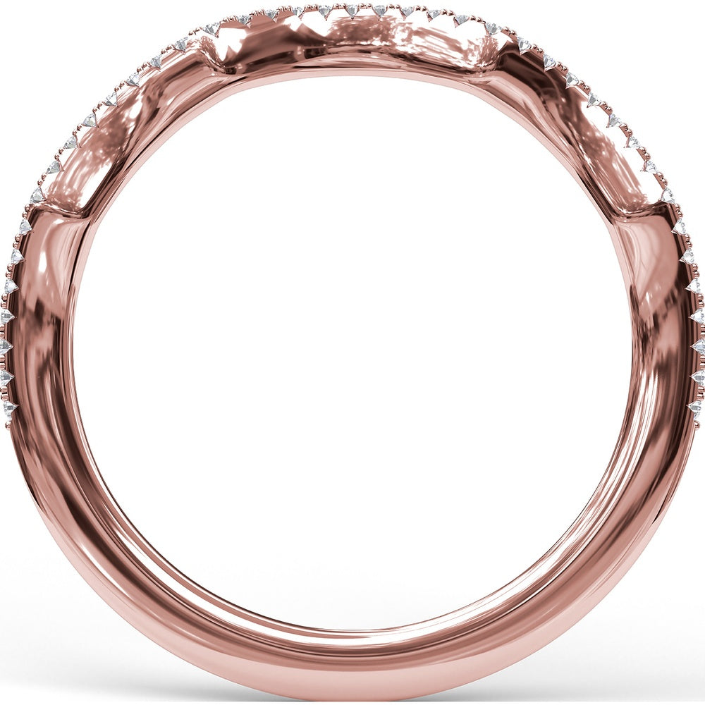 Contoured Diamond Wedding Band with Pavé-Set Round Diamonds by Fana - 0.12 Carat Total Diamond Weight