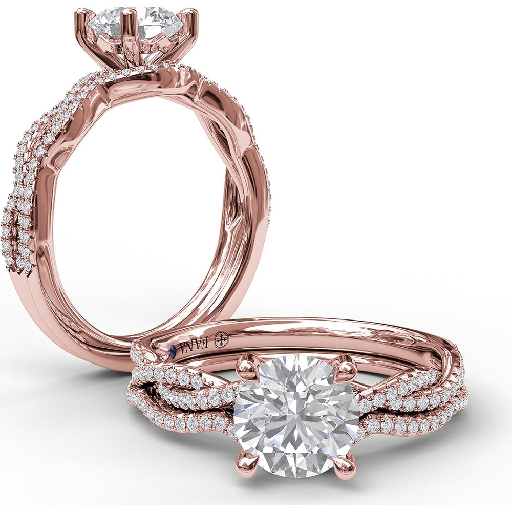 Contoured Diamond Wedding Band with Pavé-Set Round Diamonds by Fana - 0.12 Carat Total Diamond Weight