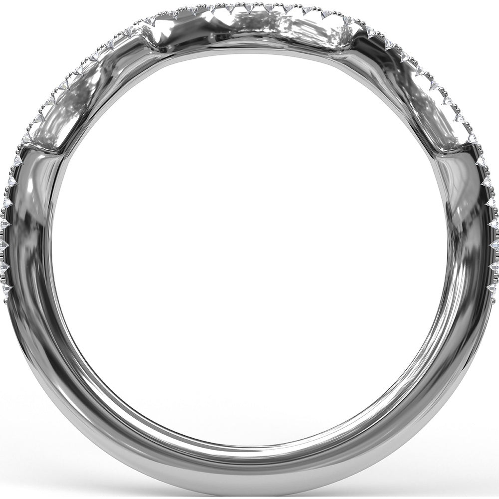 Contoured Diamond Wedding Band with Pavé-Set Round Diamonds by Fana - 0.12 Carat Total Diamond Weight