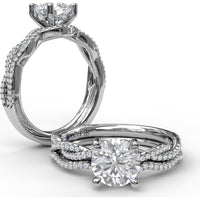 Contoured Diamond Wedding Band with Pavé-Set Round Diamonds by Fana - 0.12 Carat Total Diamond Weight