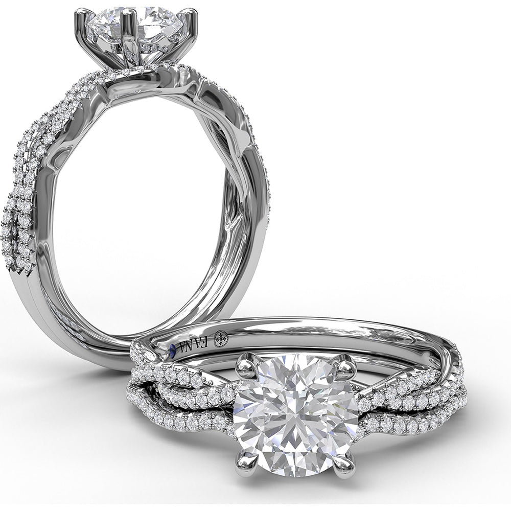 Contoured Diamond Wedding Band with Pavé-Set Round Diamonds by Fana - 0.12 Carat Total Diamond Weight
