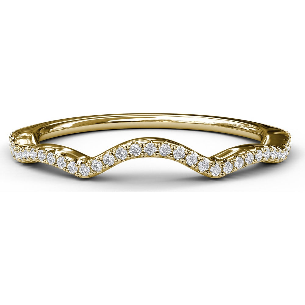 Contoured Diamond Wedding Band with Pavé-Set Round Diamonds by Fana - 0.12 Carat Total Diamond Weight