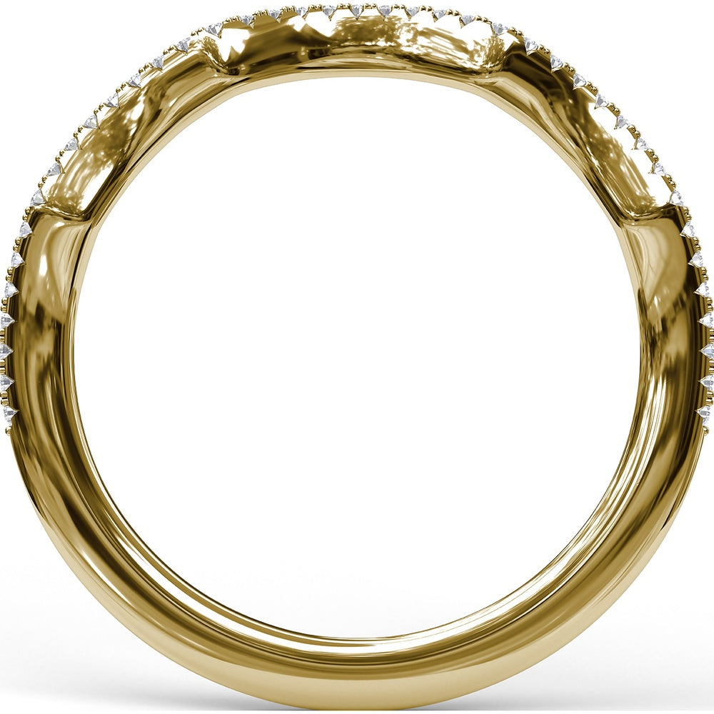Contoured Diamond Wedding Band with Pavé-Set Round Diamonds by Fana - 0.12 Carat Total Diamond Weight