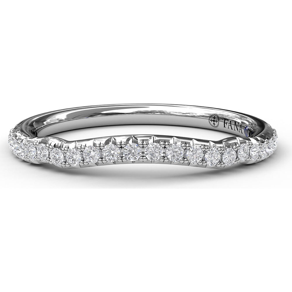 Contoured Diamond Wedding Band with Pavé Set Round Diamonds by Fana - 0.20 Carat Total Diamond Weight