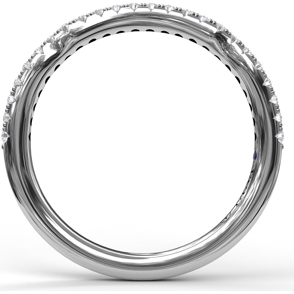 Contoured Diamond Wedding Band with Pavé Set Round Diamonds by Fana - 0.20 Carat Total Diamond Weight