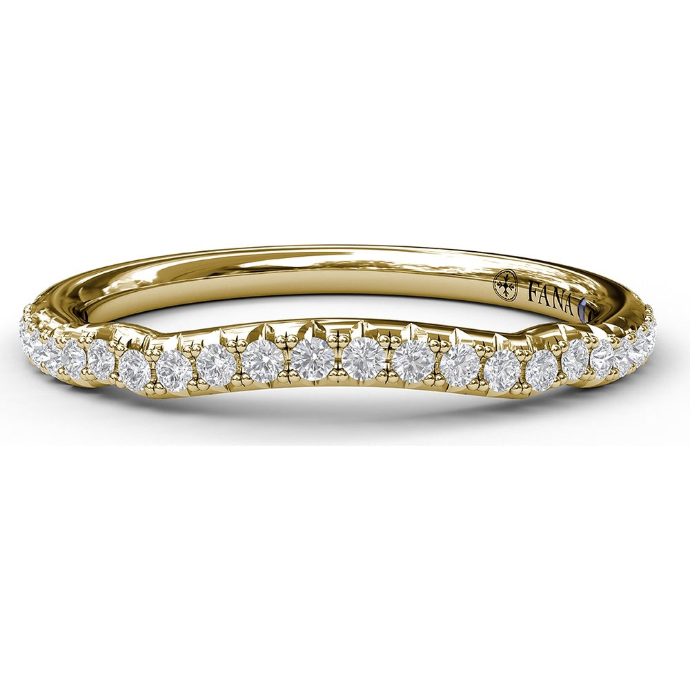 Contoured Diamond Wedding Band with Pavé Set Round Diamonds by Fana - 0.20 Carat Total Diamond Weight