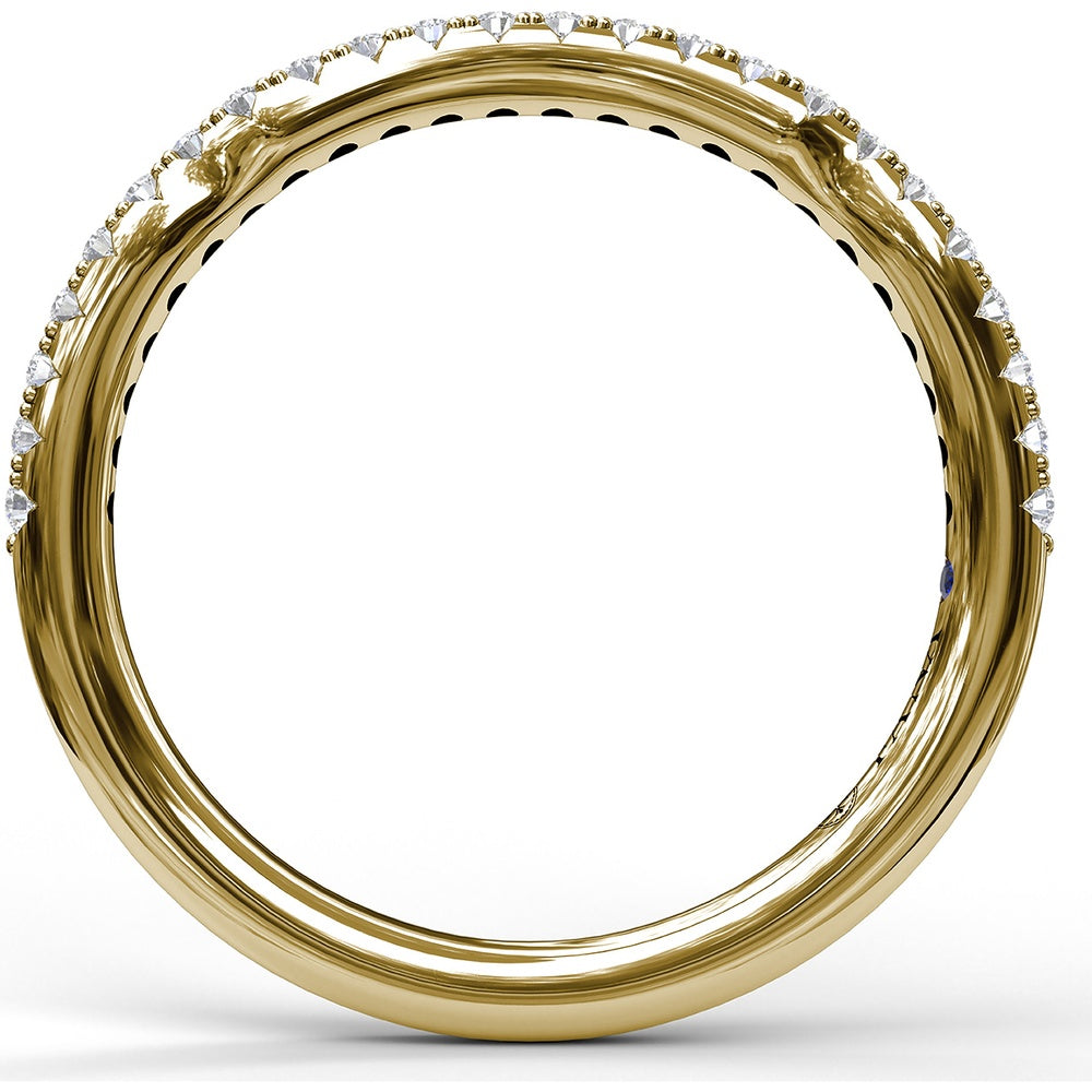 Contoured Diamond Wedding Band with Pavé Set Round Diamonds by Fana - 0.20 Carat Total Diamond Weight