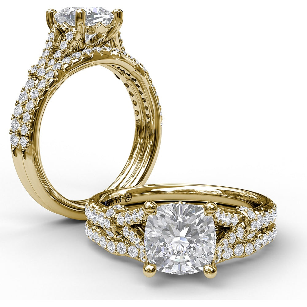 Contoured Diamond Wedding Band with Pavé Set Round Diamonds by Fana - 0.20 Carat Total Diamond Weight