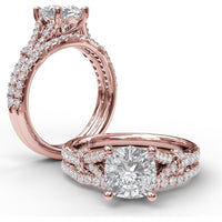 Contoured Diamond Wedding Band with Pavé Set Round Diamonds by Fana - 0.20 Carat Total Diamond Weight