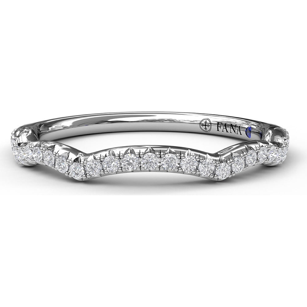 Contoured Diamond Wedding Band with Pavé Set Round Diamonds by Fana - 0.20 Carat Total Diamond Weight
