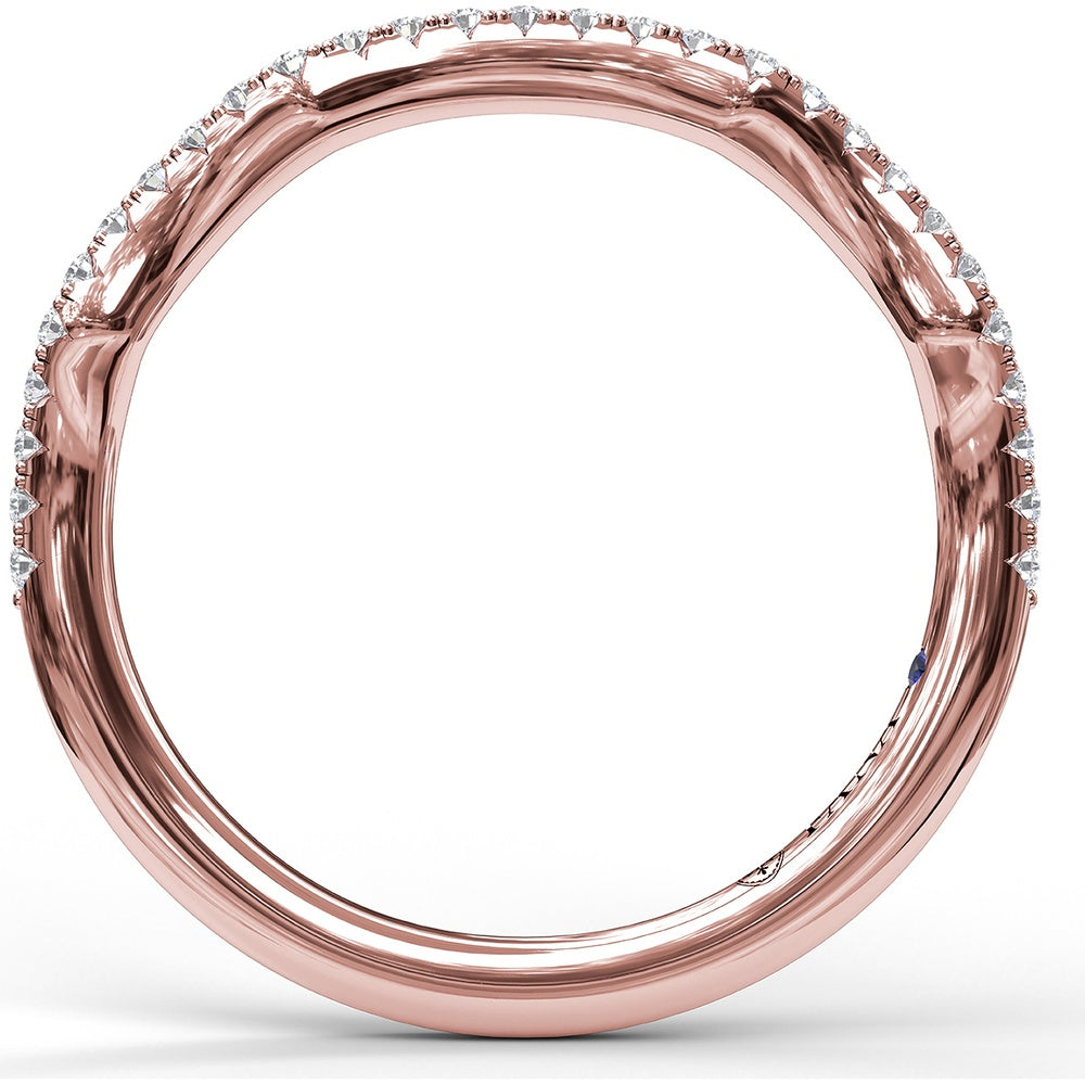 Contoured Diamond Wedding Band with Pavé Set Round Diamonds by Fana - 0.20 Carat Total Diamond Weight