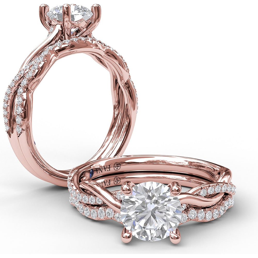Contoured Diamond Wedding Band with Pavé Set Round Diamonds by Fana - 0.20 Carat Total Diamond Weight