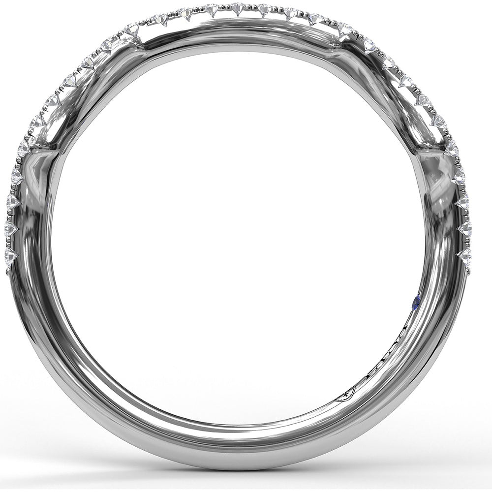 Contoured Diamond Wedding Band with Pavé Set Round Diamonds by Fana - 0.20 Carat Total Diamond Weight