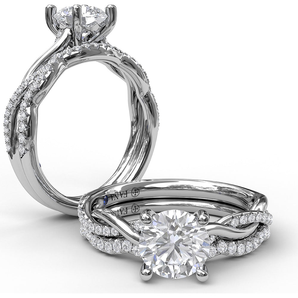 Contoured Diamond Wedding Band with Pavé Set Round Diamonds by Fana - 0.20 Carat Total Diamond Weight