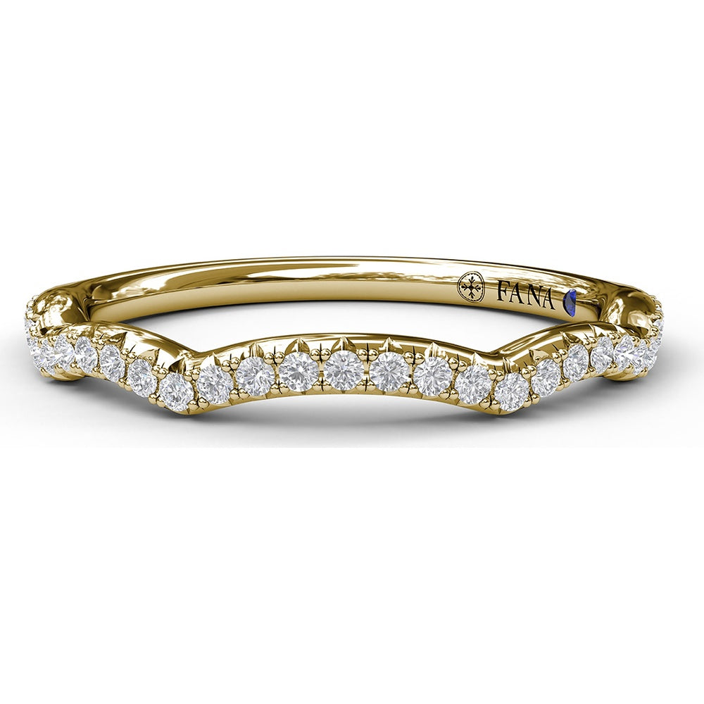 Contoured Diamond Wedding Band with Pavé Set Round Diamonds by Fana - 0.20 Carat Total Diamond Weight