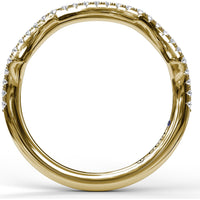 Contoured Diamond Wedding Band with Pavé Set Round Diamonds by Fana - 0.20 Carat Total Diamond Weight