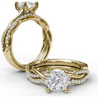 Contoured Diamond Wedding Band with Pavé Set Round Diamonds by Fana - 0.20 Carat Total Diamond Weight