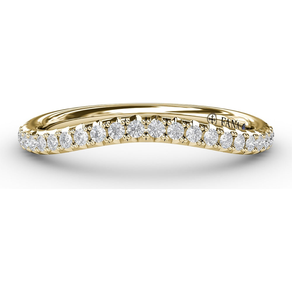 Contoured Diamond Wedding Band with Pavé Set Round Diamonds by Fana - 0.20 Carat Total Diamond Weight