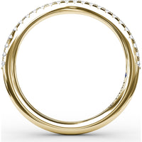 Contoured Diamond Wedding Band with Pavé Set Round Diamonds by Fana - 0.20 Carat Total Diamond Weight