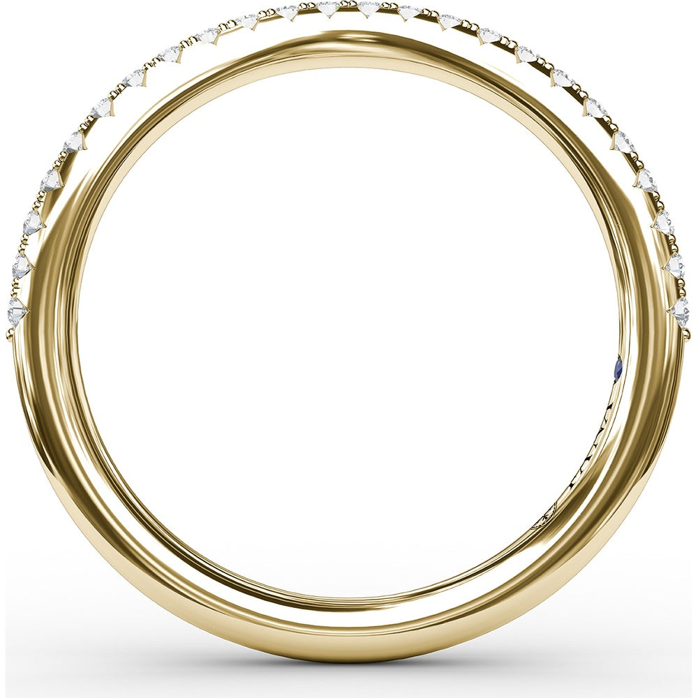 Contoured Diamond Wedding Band with Pavé Set Round Diamonds by Fana - 0.20 Carat Total Diamond Weight