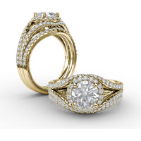 Contoured Diamond Wedding Band with Pavé Set Round Diamonds by Fana - 0.20 Carat Total Diamond Weight
