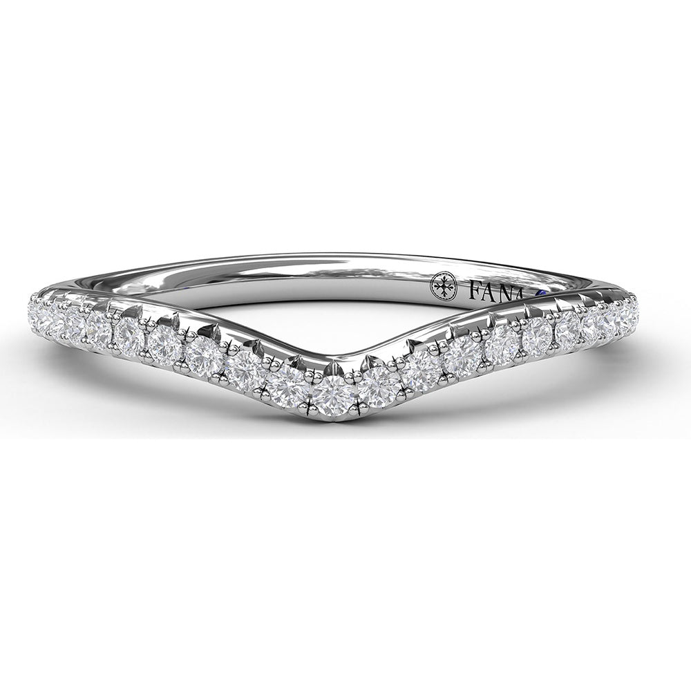 Contoured Diamond Wedding Band with Pavé Set Round Diamonds by Fana - 0.21 Carat Total Diamond Weight