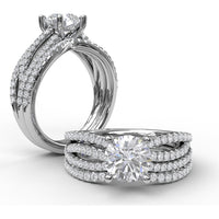 Contoured Diamond Wedding Band with Pavé Set Round Diamonds by Fana - 0.21 Carat Total Diamond Weight