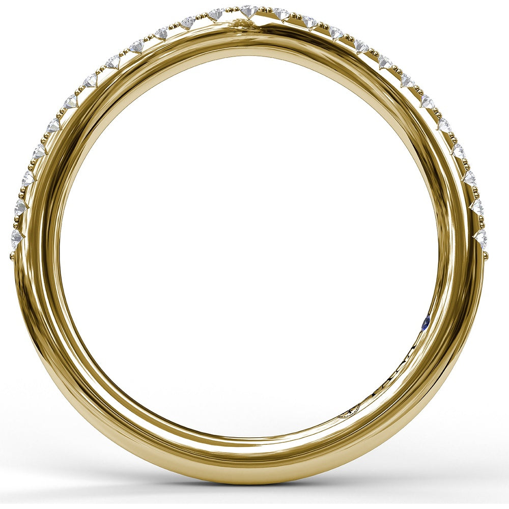 Contoured Diamond Wedding Band with Pavé Set Round Diamonds by Fana - 0.21 Carat Total Diamond Weight
