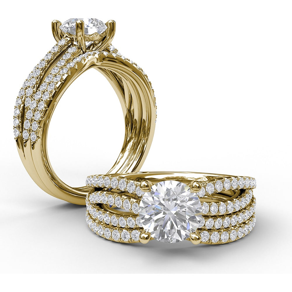 Contoured Diamond Wedding Band with Pavé Set Round Diamonds by Fana - 0.21 Carat Total Diamond Weight