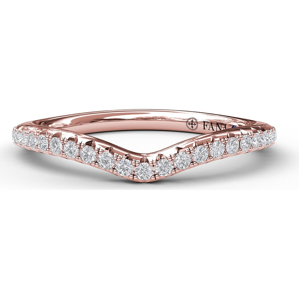 Contoured Diamond Wedding Band with Pavé Set Round Diamonds by Fana - 0.21 Carat Total Diamond Weight