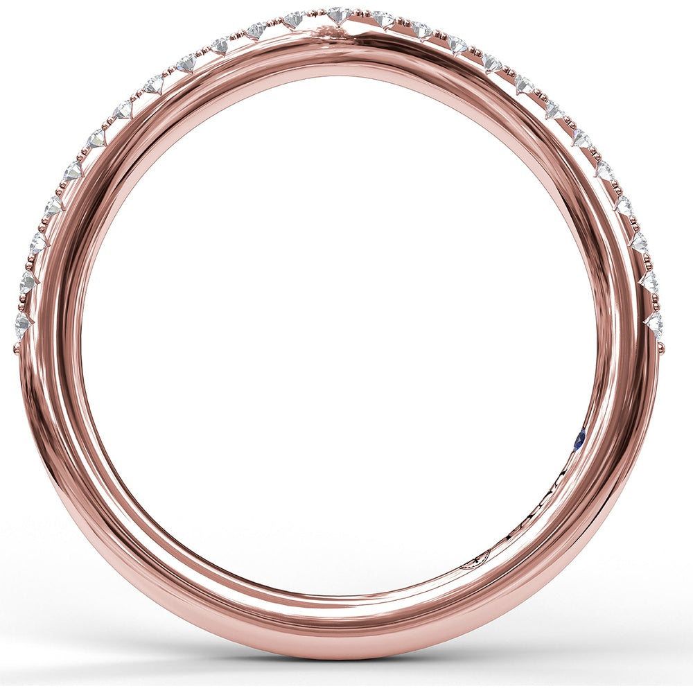 Contoured Diamond Wedding Band with Pavé Set Round Diamonds by Fana - 0.21 Carat Total Diamond Weight