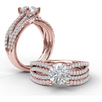 Contoured Diamond Wedding Band with Pavé Set Round Diamonds by Fana - 0.21 Carat Total Diamond Weight