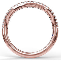 Contoured Diamond Wedding Band with Pavé Set Round Diamonds by Fana - 0.21 Carat Total Diamond Weight