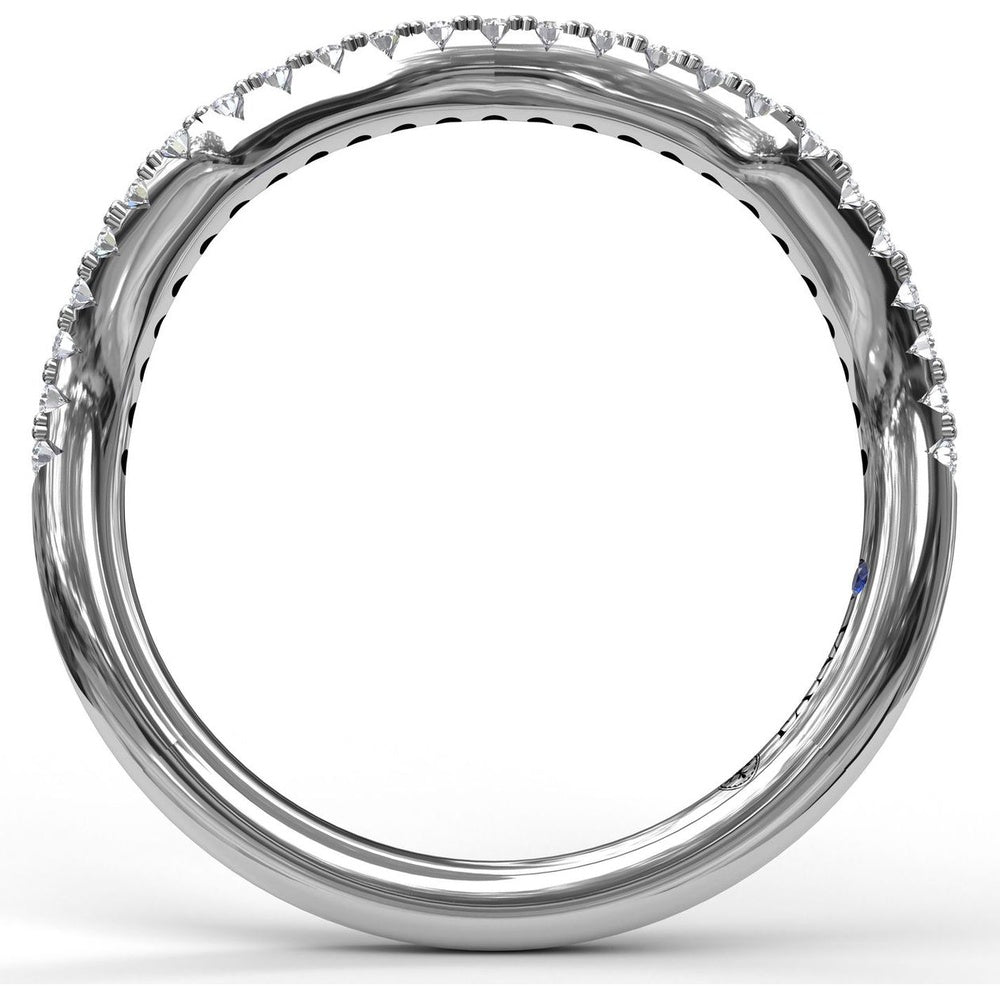 Contoured Diamond Wedding Band with Pavé Set Round Diamonds by Fana - 0.21 Carat Total Diamond Weight