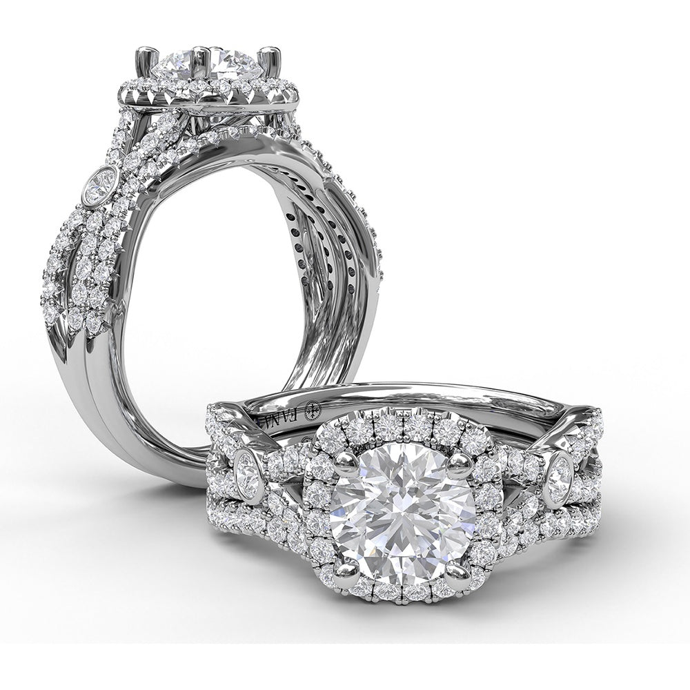 Contoured Diamond Wedding Band with Pavé Set Round Diamonds by Fana - 0.21 Carat Total Diamond Weight